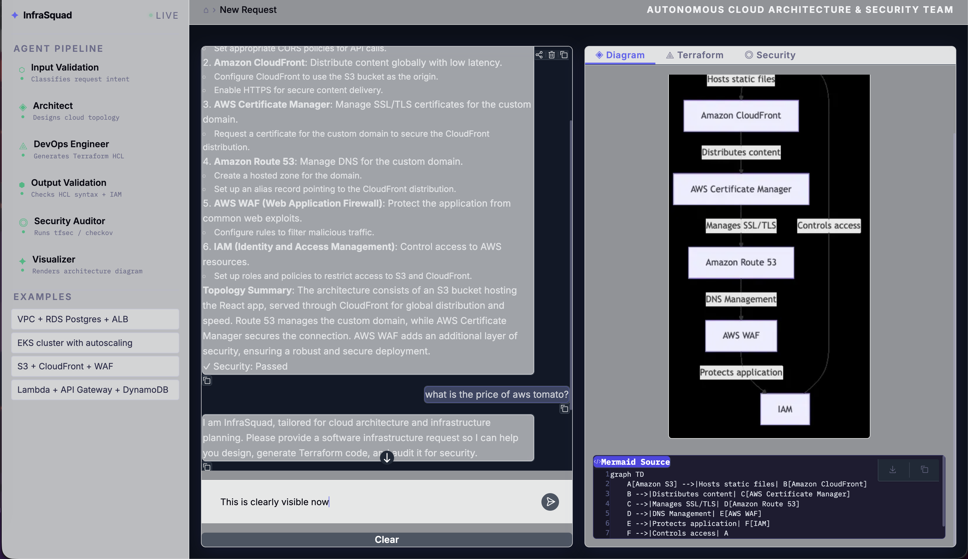 InfraSquad returning a polite capability explanation for a non-infrastructure query